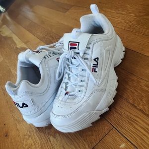 White Fila Disruptors II (size 7 Womens)